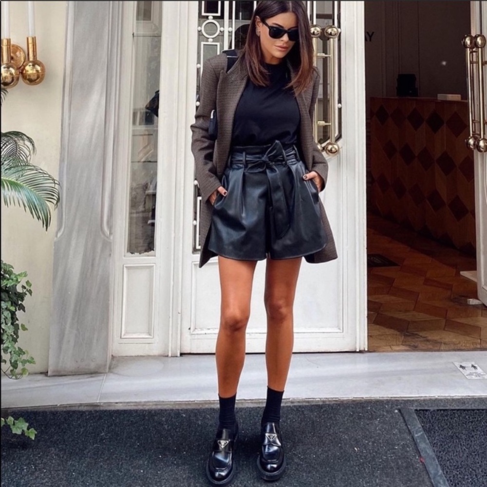 Zara Faux Leather High Waisted Shorts